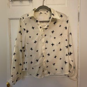 Flying Unicorn Button Down Blouse - One O Eight - Size M